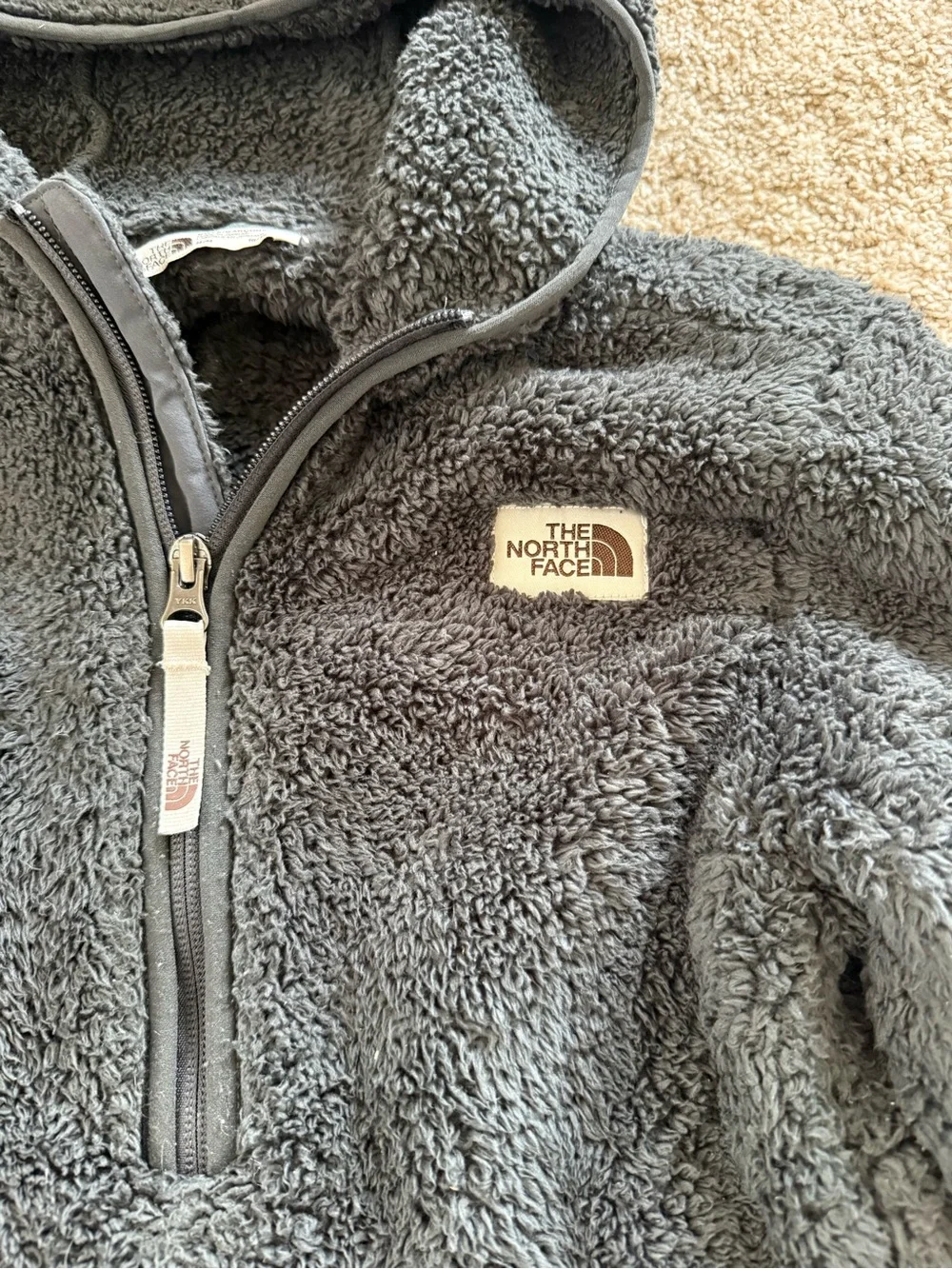 The North Face Kids' Gray Sherpa Half Zip Hoodie Jacket Size Medium